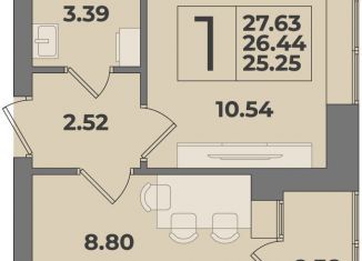 Продается однокомнатная квартира, 27.6 м2, Калининград, Ленинградский район, Суздальская улица, 15