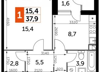 1-ком. квартира на продажу, 37.9 м2, Москва, метро Тушинская