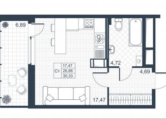 Продаю квартиру студию, 30.3 м2, Коммунар, Ново-Антропшинская улица, 5