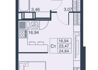 Квартира на продажу студия, 24.6 м2, Мурино, Ручьёвский проспект, 3к2, ЖК Мурино Парк