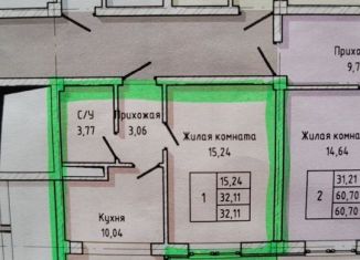 Продаю 1-комнатную квартиру, 32.1 м2, Нальчик, улица А.А. Кадырова, 24, ЖК Молодёжный