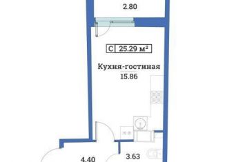 Продаю квартиру студию, 25.3 м2, Мурино, ЖК Авиатор, проспект Авиаторов Балтики, 25