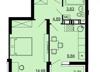 Продаю однокомнатную квартиру, 34.4 м2, Самара