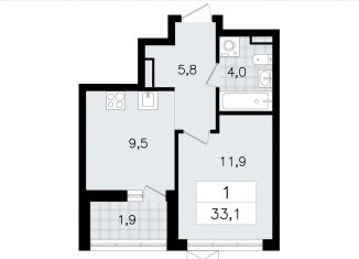 Продажа 1-комнатной квартиры, 33.1 м2, Всеволожск