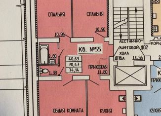 Продается трехкомнатная квартира, 74.1 м2, Тамбов, Октябрьский район, Проектный проезд, 3