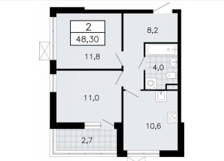 Продаю двухкомнатную квартиру, 48.3 м2, Всеволожск