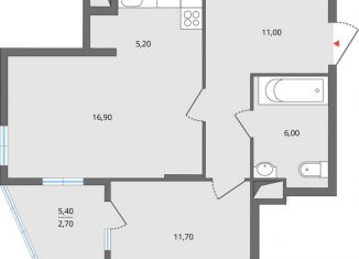 Продам двухкомнатную квартиру, 54.2 м2, Липецк