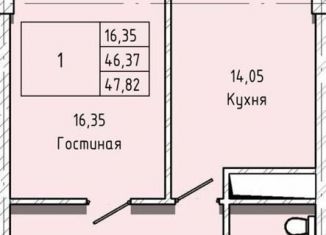 Продается 1-ком. квартира, 47.8 м2, Нальчик, Московская улица, 14, район Предгорный