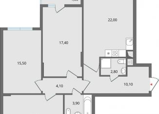 Продается четырехкомнатная квартира, 96.4 м2, Липецк