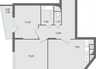 3-комнатная квартира на продажу, 71.4 м2, Липецк, улица Ф.С. Игнатьева, 33к1