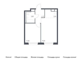 Продаю 1-комнатную квартиру, 39.6 м2, Мурино