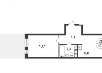 Продам 2-ком. квартиру, 40.4 м2, Московская область, Озёрная улица, 2