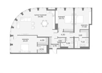 Трехкомнатная квартира на продажу, 157.4 м2, Москва