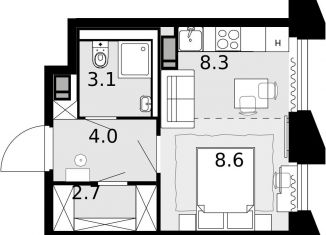 Продажа однокомнатной квартиры, 26.7 м2, Москва