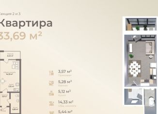 Продаю квартиру студию, 33.7 м2, Махачкала, Жемчужная улица, 7