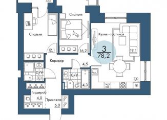 Продажа трехкомнатной квартиры, 78.2 м2, Красноярский край