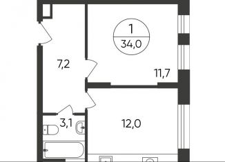 Продам однокомнатную квартиру, 34 м2, Московская область, Озёрная улица, 2