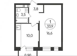 Продам 1-ком. квартиру, 33.9 м2, Московская область, Озёрная улица, 2