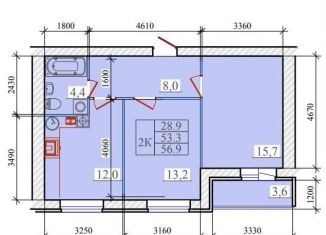 Продается 2-комнатная квартира, 56.9 м2, Ивановская область