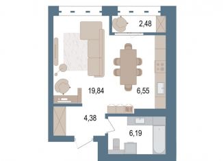 Продажа 1-комнатной квартиры, 38.3 м2, Уфа, улица Пархоменко, 156Е, ЖК Видинеевский