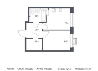 Продажа однокомнатной квартиры, 32.5 м2, село Ям, жилой комплекс Прибрежный Парк, к6.2