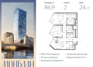 Продажа 2-ком. квартиры, 86.9 м2, Москва, Шлюзовая набережная, 2/1с1, метро Серпуховская