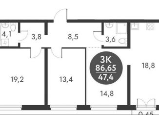 Продам 3-комнатную квартиру, 86.7 м2, Новосибирск