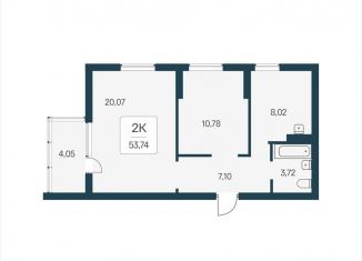 Продается 2-ком. квартира, 53.7 м2, Новосибирская область