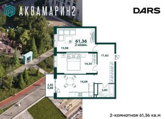 Продам 2-комнатную квартиру, 61.4 м2, Ульяновск, Засвияжский район, жилой комплекс Аквамарин-2, 3