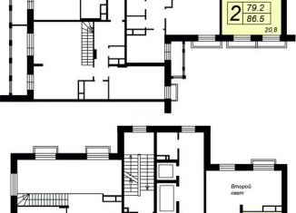 Продается 2-комнатная квартира, 86.5 м2, деревня Сабурово, Рождественская улица, 4