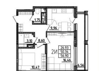 Продается 2-комнатная квартира, 56.9 м2, Пенза