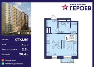 Квартира на продажу студия, 28.4 м2, Балашиха