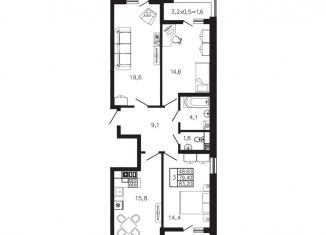 Продается 3-ком. квартира, 83.2 м2, Гулькевичи