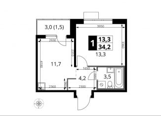 Продаю 1-ком. квартиру, 34.2 м2, Московская область, Киевское шоссе, с1