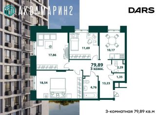 Продается 3-комнатная квартира, 79.9 м2, Ульяновск, жилой комплекс Аквамарин-2, 3