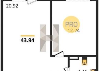 Продам 1-комнатную квартиру, 43.9 м2, Новосибирск, Калининский район