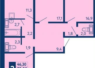 Продаю трехкомнатную квартиру, 82 м2, Республика Башкортостан