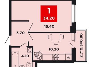 Продам 1-комнатную квартиру, 34.2 м2, Краснодар, Конгрессная улица, лит17