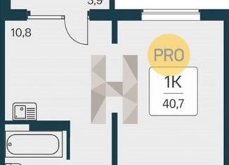 1-комнатная квартира на продажу, 40.7 м2, Новосибирск