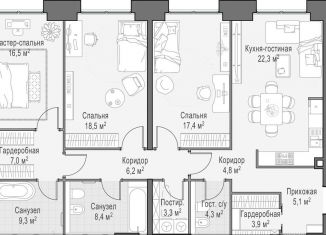 Продается 2-комнатная квартира, 127.6 м2, Москва