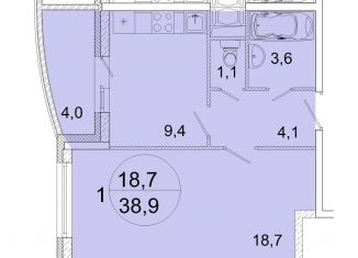 Продается 1-комнатная квартира, 38.9 м2, Ивантеевка, улица Прокудина, 2