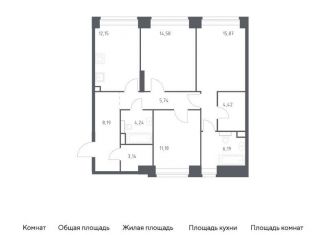 Продам 3-комнатную квартиру, 85.7 м2, Москва, ЗАО, жилой комплекс Нова, к2