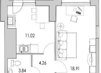 Продам 1-комнатную квартиру, 41.1 м2, Санкт-Петербург, улица Кустодиева, 7к1, муниципальный округ № 15