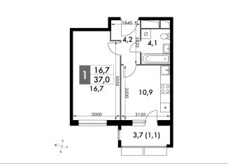 Продажа 1-комнатной квартиры, 37 м2, Московская область, Римский проезд, 13