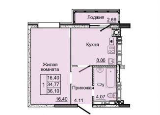 Продам 1-комнатную квартиру, 34.8 м2, коттеджный поселок Донской, посёлок Койсуг, 3