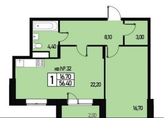 Продам 1-ком. квартиру, 54 м2, деревня Зверево, улица Генерала Донскова, 27к1