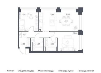 Продается 2-комнатная квартира, 60.8 м2, Москва, жилой комплекс Нова, к2, метро Минская