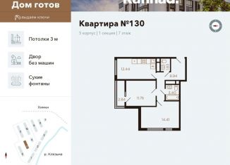 Продается 2-комнатная квартира, 52.7 м2, Химки, улица Генерала Дьяконова, 13, ЖК Миниполис Рафинад