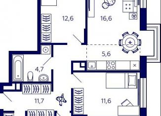 Продам квартиру со свободной планировкой, 83.1 м2, Республика Башкортостан, улица Энтузиастов, 7