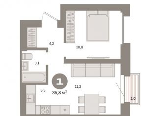 1-ком. квартира на продажу, 35.8 м2, Москва, станция Бульвар Рокоссовского, Тагильская улица, 6/5